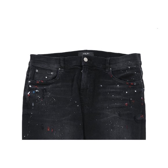 Amiri Mens Paint Splatter Broken Knee Blowout Distressed Skinny Jeans - Picture 4 of 10